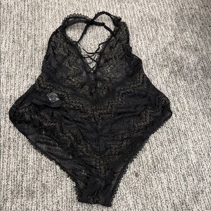 Love Honey Lingerie Black Lace Bodysuit